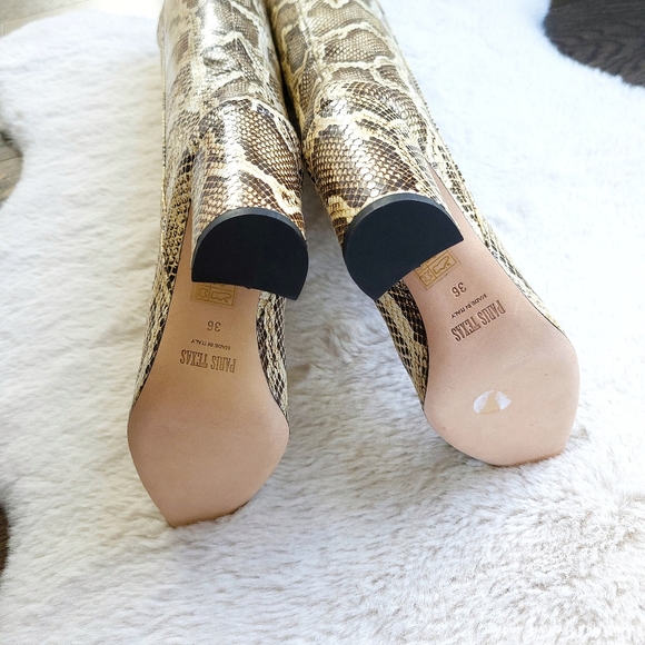 Paris Texas Knee High Snake Skin Python Leather Heeled Boots - Picture 12 of 13